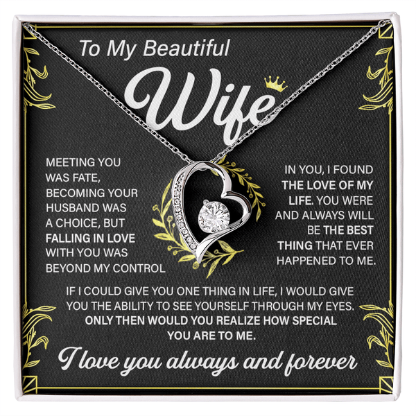 To My Beautiful Wife - Forever love Necklace - "Love of My Life" - The Love Sparkle