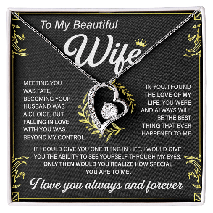 To My Beautiful Wife - Forever love Necklace - "Love of My Life" - The Love Sparkle