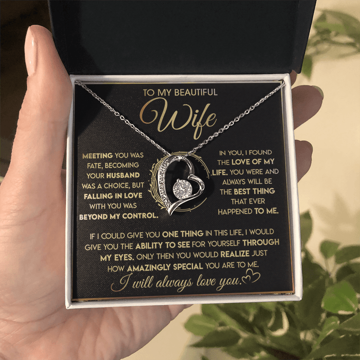 To My Beautiful Wife - Forever Love Necklace - "See Yourself Through My Eyes" - The Love Sparkle