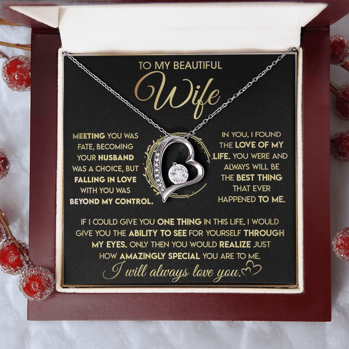 To My Beautiful Wife - Forever Love Necklace - "See Yourself Through My Eyes" - The Love Sparkle
