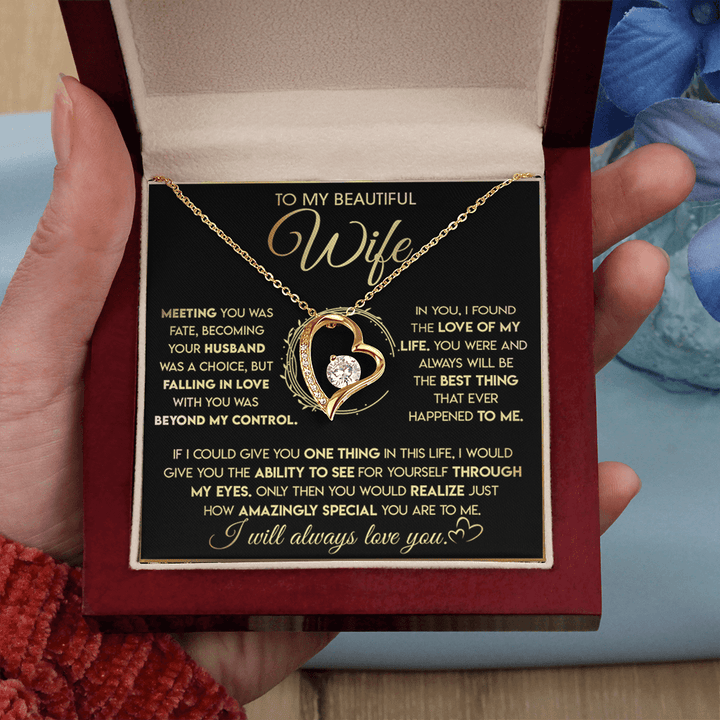 To My Beautiful Wife - Forever Love Necklace - "See Yourself Through My Eyes" - The Love Sparkle