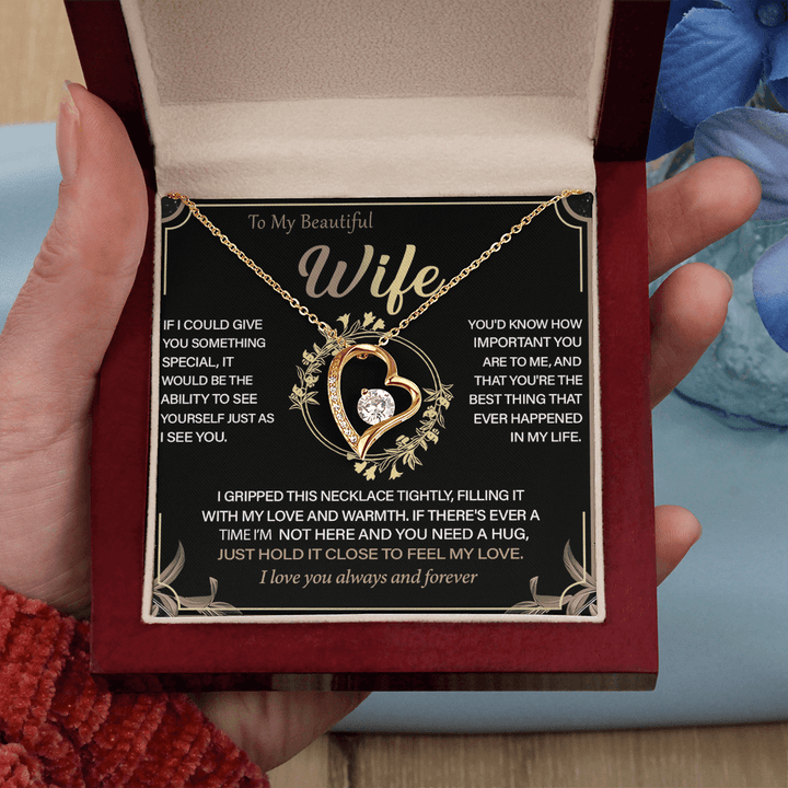 To My Beautiful Wife - Forever Love Necklace - "See Yourself Through My Eyes" - The Love Sparkle