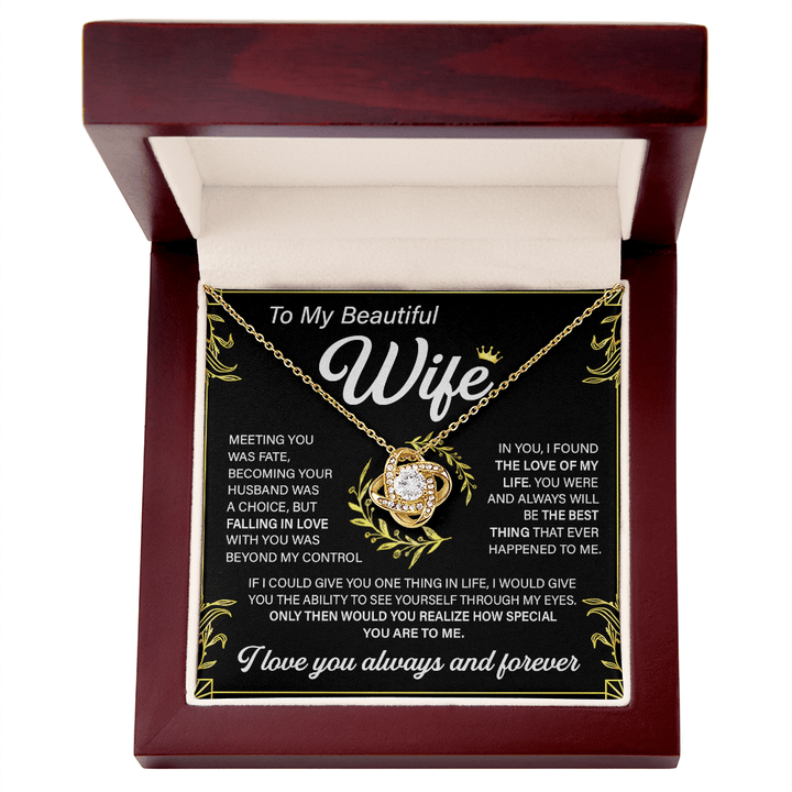 To My Beautiful Wife - Love Knot Necklace - "Love of My Life" - The Love Sparkle