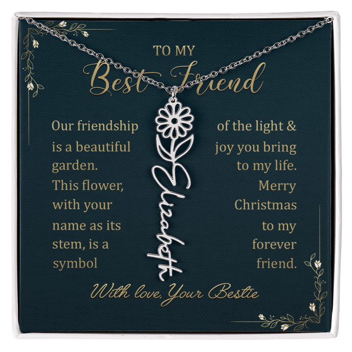 To My Best Friend - Personalized Birth Flower Name Necklace - The Love Sparkle