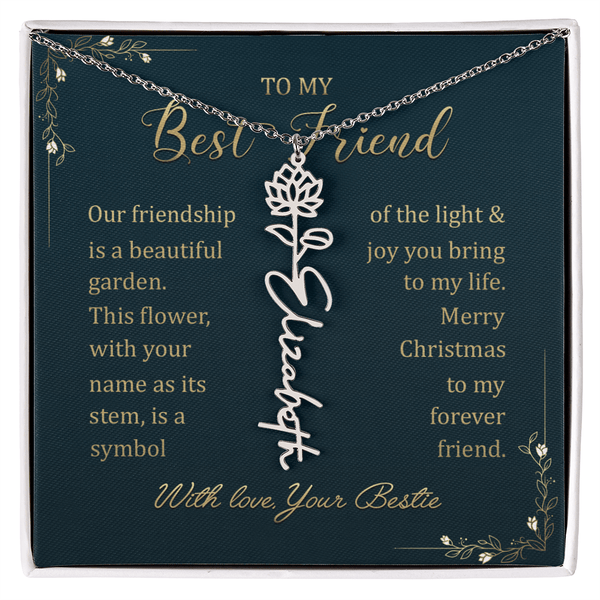 To My Best Friend - Personalized Birth Flower Name Necklace - The Love Sparkle