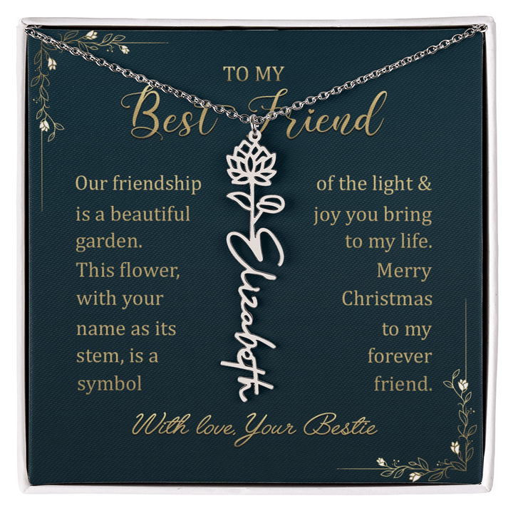 To My Best Friend - Personalized Birth Flower Name Necklace - The Love Sparkle