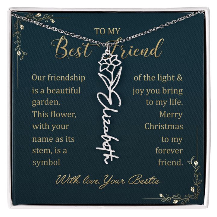 To My Best Friend - Personalized Birth Flower Name Necklace - The Love Sparkle