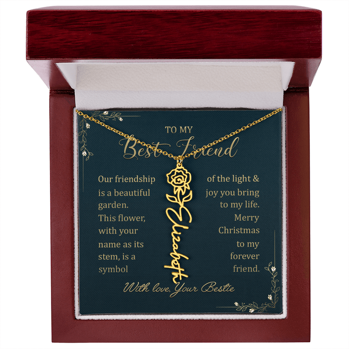 To My Best Friend - Personalized Birth Flower Name Necklace - The Love Sparkle