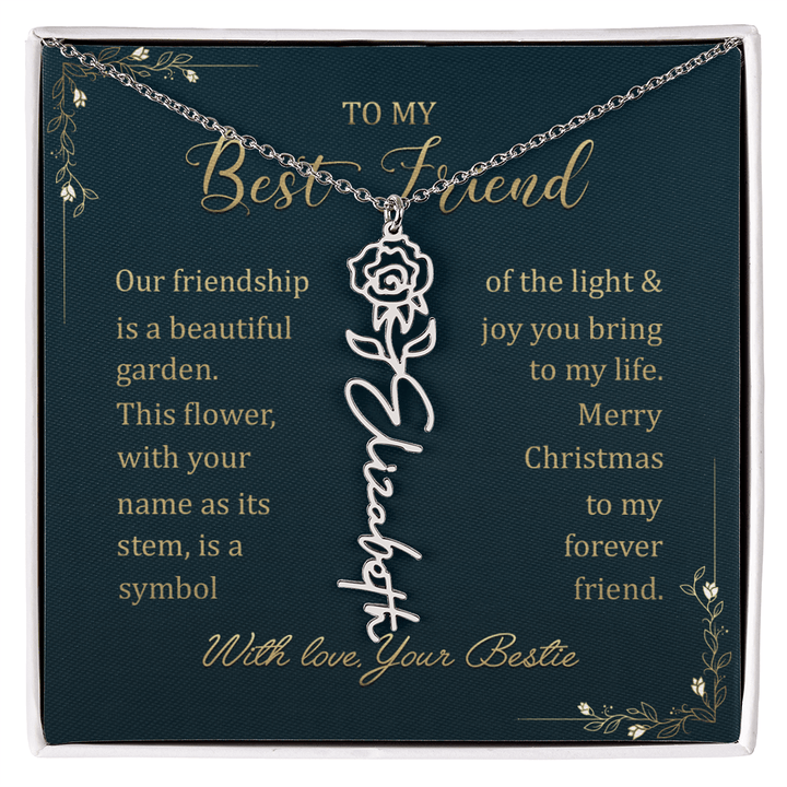 To My Best Friend - Personalized Birth Flower Name Necklace - The Love Sparkle