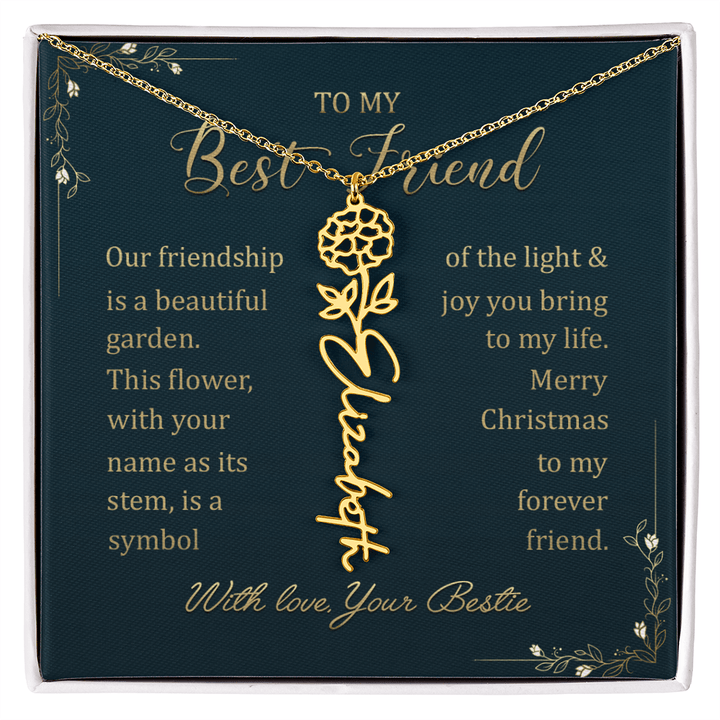 To My Best Friend - Personalized Birth Flower Name Necklace - The Love Sparkle