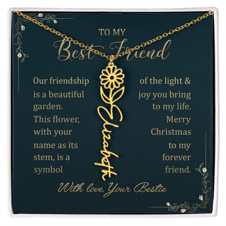 To My Best Friend - Personalized Birth Flower Name Necklace - The Love Sparkle