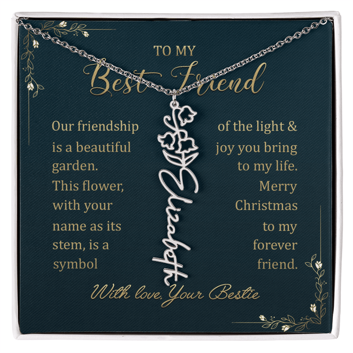 To My Best Friend - Personalized Birth Flower Name Necklace - The Love Sparkle