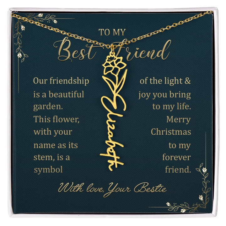 To My Best Friend - Personalized Birth Flower Name Necklace - The Love Sparkle