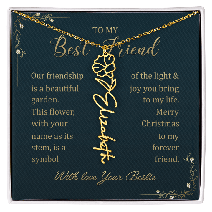 To My Best Friend - Personalized Birth Flower Name Necklace - The Love Sparkle