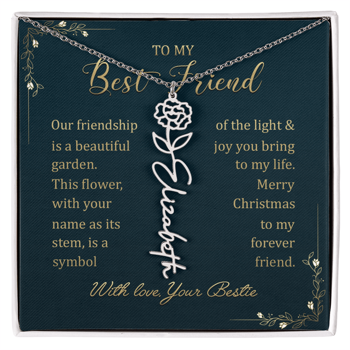 To My Best Friend - Personalized Birth Flower Name Necklace - The Love Sparkle