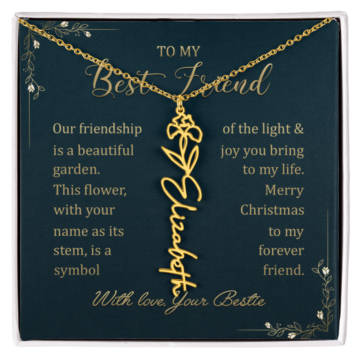 To My Best Friend - Personalized Birth Flower Name Necklace - The Love Sparkle