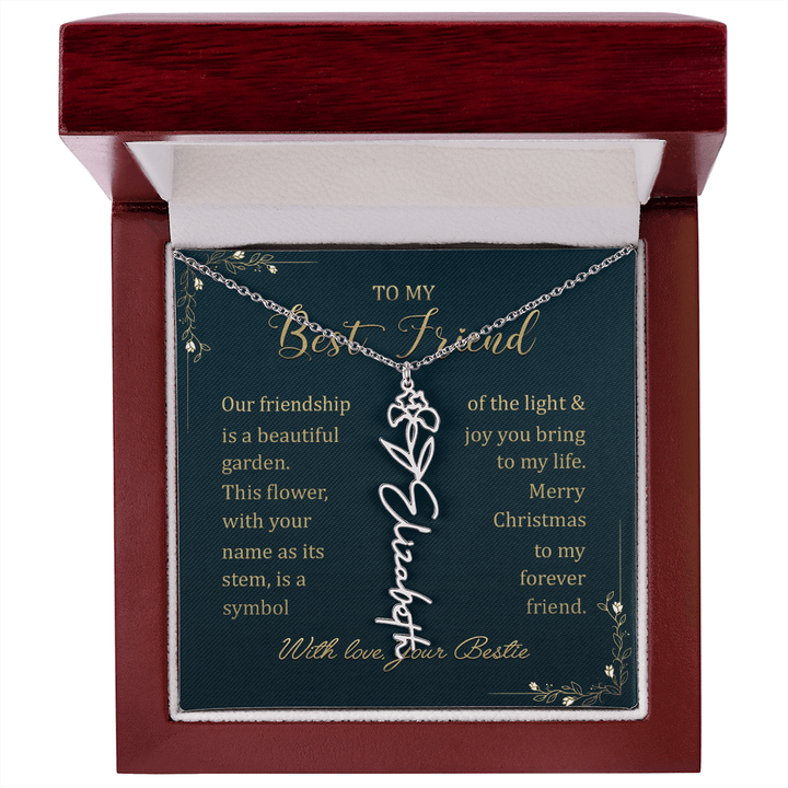 To My Best Friend - Personalized Birth Flower Name Necklace - The Love Sparkle