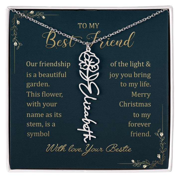 To My Best Friend - Personalized Birth Flower Name Necklace - The Love Sparkle