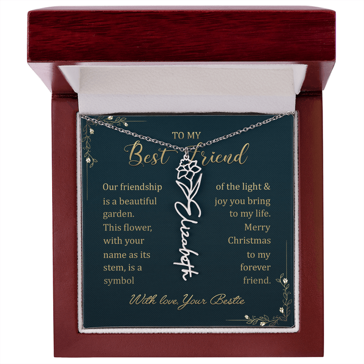 To My Best Friend - Personalized Birth Flower Name Necklace - The Love Sparkle