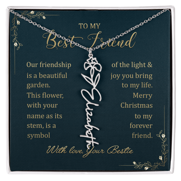 To My Best Friend - Personalized Birth Flower Name Necklace - The Love Sparkle