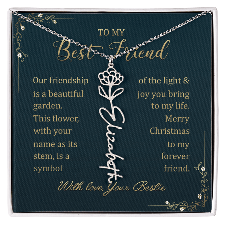 To My Best Friend - Personalized Birth Flower Name Necklace - The Love Sparkle