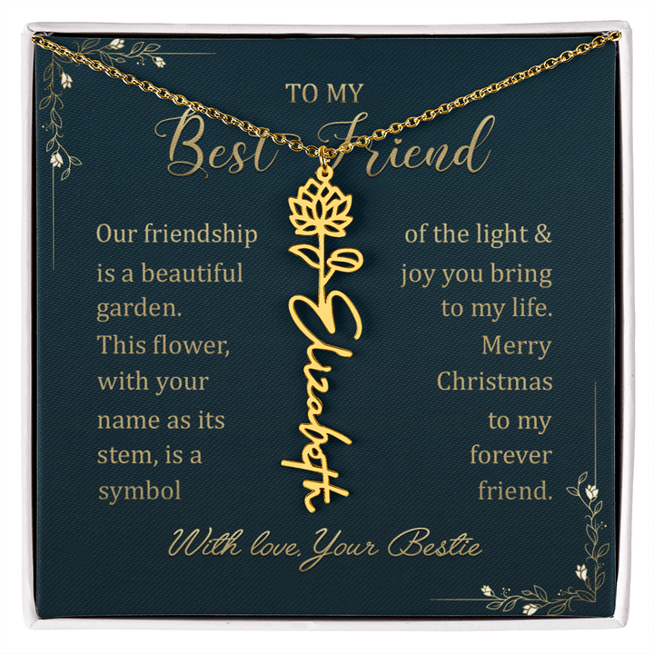 To My Best Friend - Personalized Birth Flower Name Necklace - The Love Sparkle