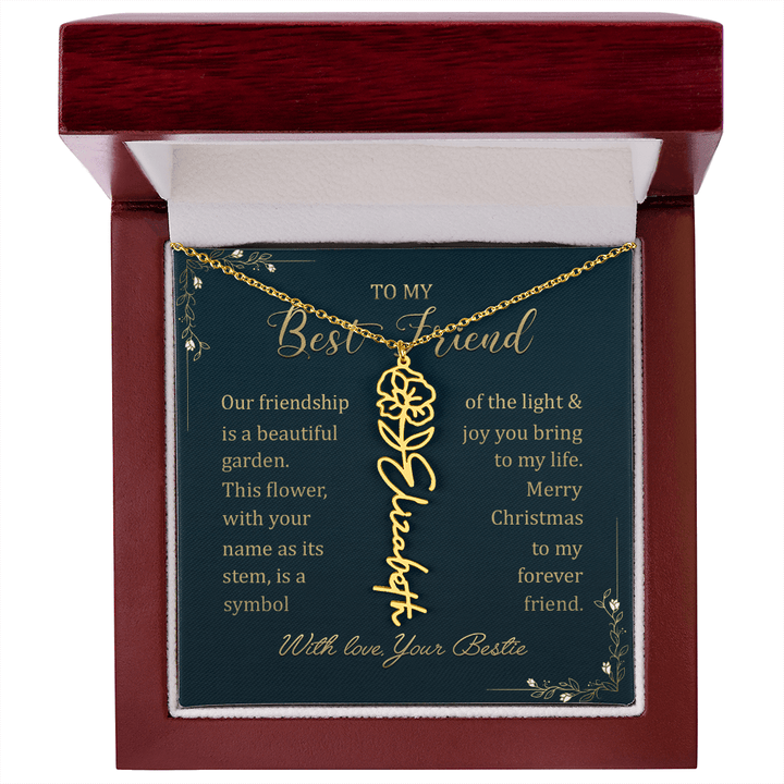 To My Best Friend - Personalized Birth Flower Name Necklace - The Love Sparkle