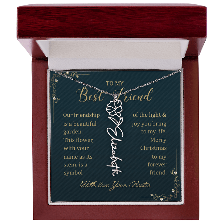 To My Best Friend - Personalized Birth Flower Name Necklace - The Love Sparkle