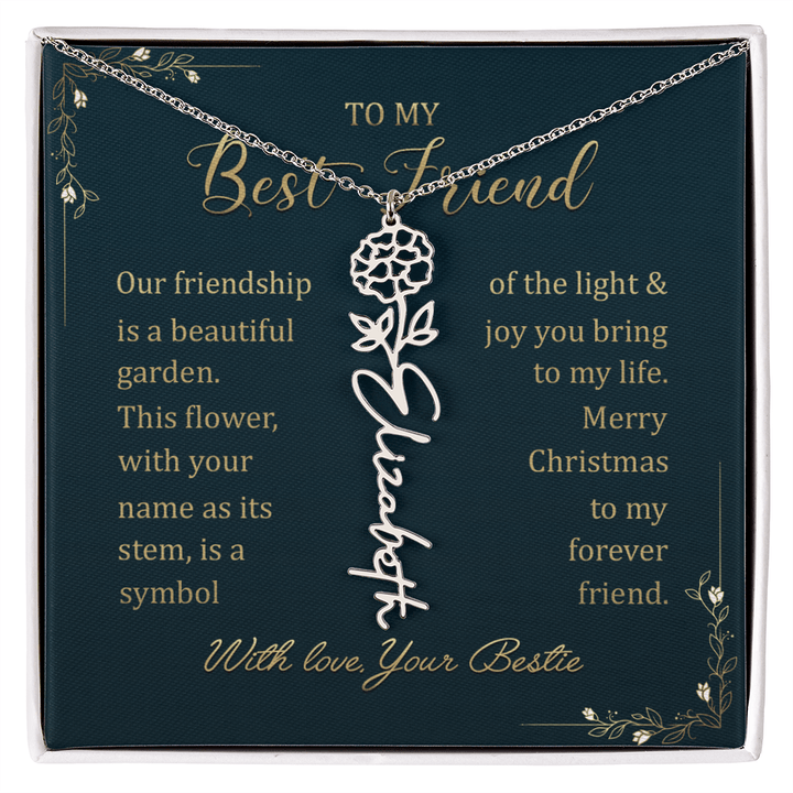 To My Best Friend - Personalized Birth Flower Name Necklace - The Love Sparkle