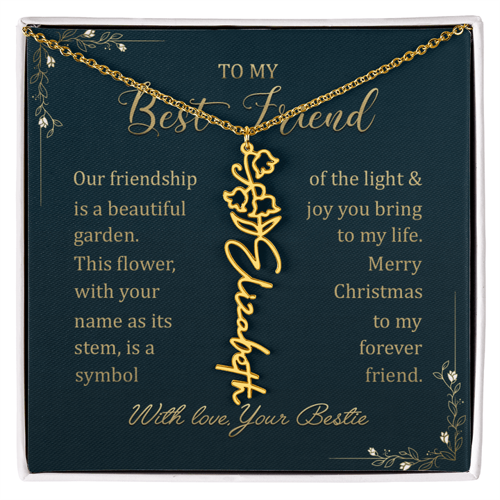 To My Best Friend - Personalized Birth Flower Name Necklace - The Love Sparkle