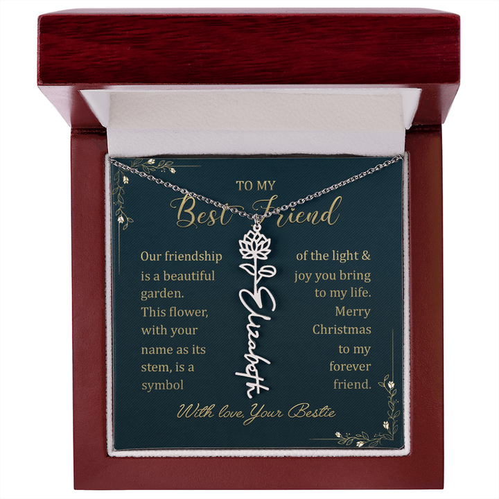 To My Best Friend - Personalized Birth Flower Name Necklace - The Love Sparkle