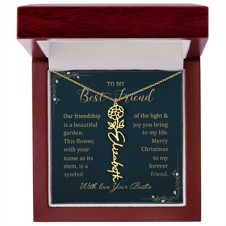 To My Best Friend - Personalized Birth Flower Name Necklace - The Love Sparkle