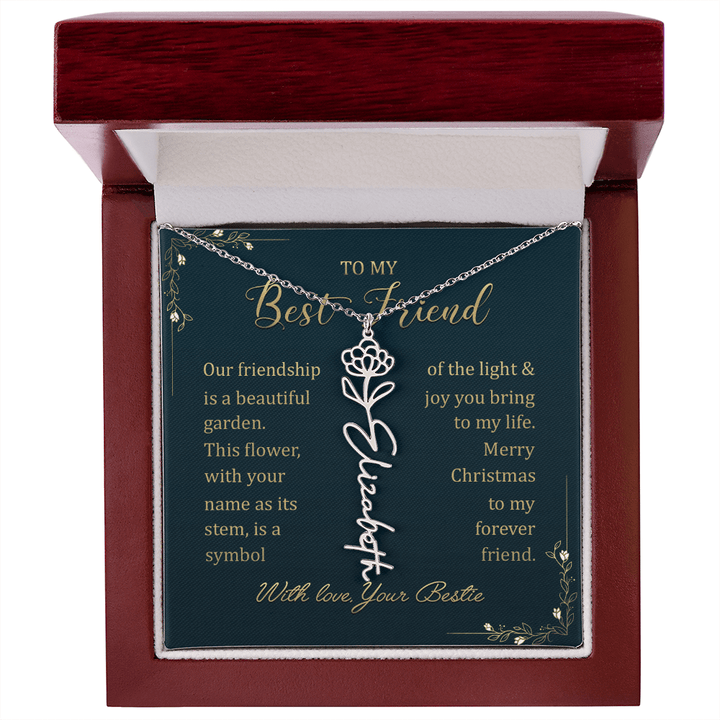 To My Best Friend - Personalized Birth Flower Name Necklace - The Love Sparkle