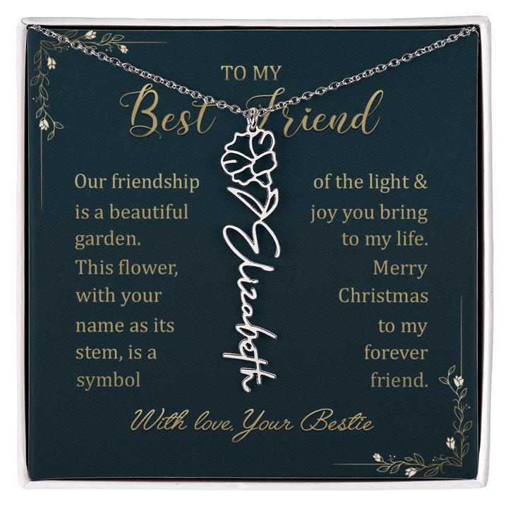 To My Best Friend - Personalized Birth Flower Name Necklace - The Love Sparkle