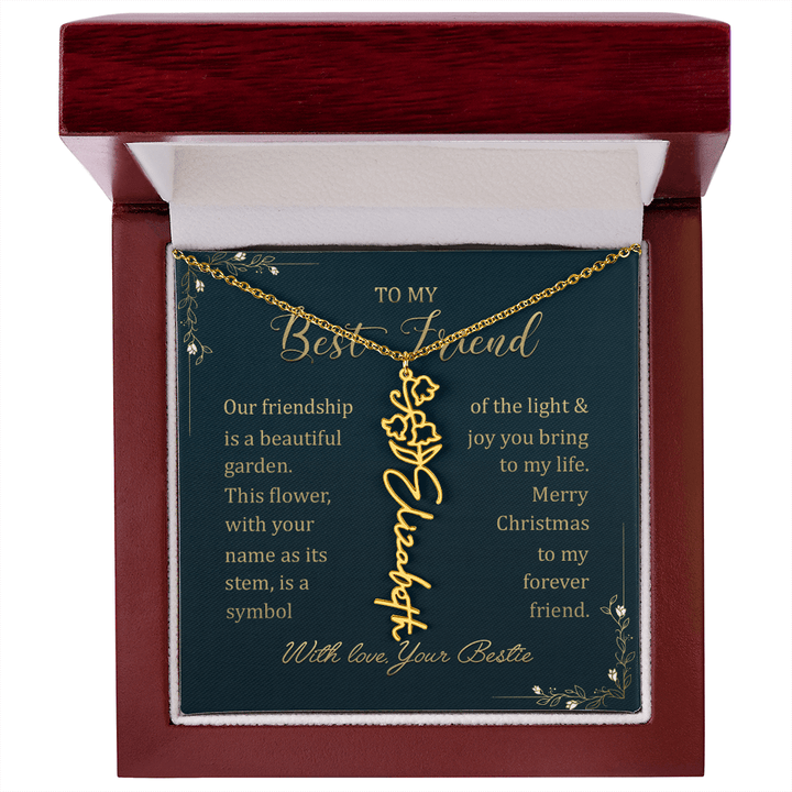 To My Best Friend - Personalized Birth Flower Name Necklace - The Love Sparkle