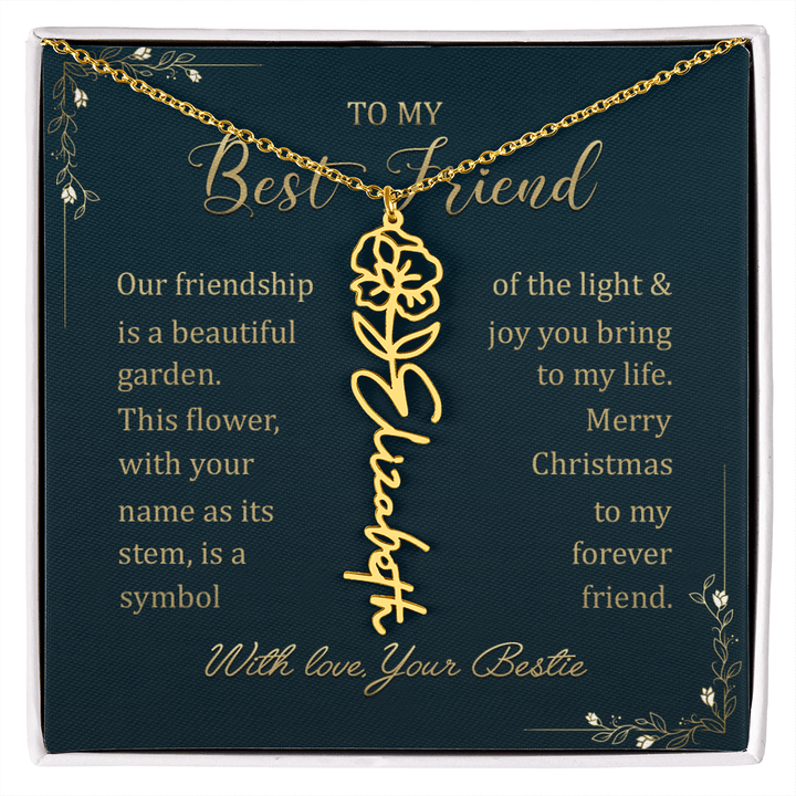 To My Best Friend - Personalized Birth Flower Name Necklace - The Love Sparkle