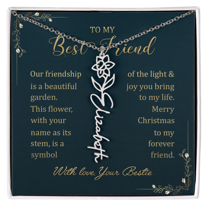 To My Best Friend - Personalized Birth Flower Name Necklace - The Love Sparkle