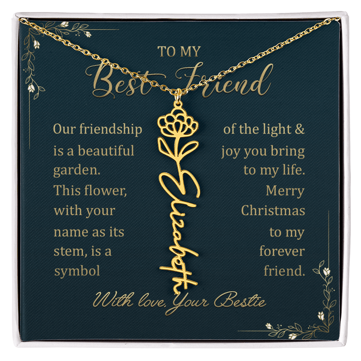 To My Best Friend - Personalized Birth Flower Name Necklace - The Love Sparkle