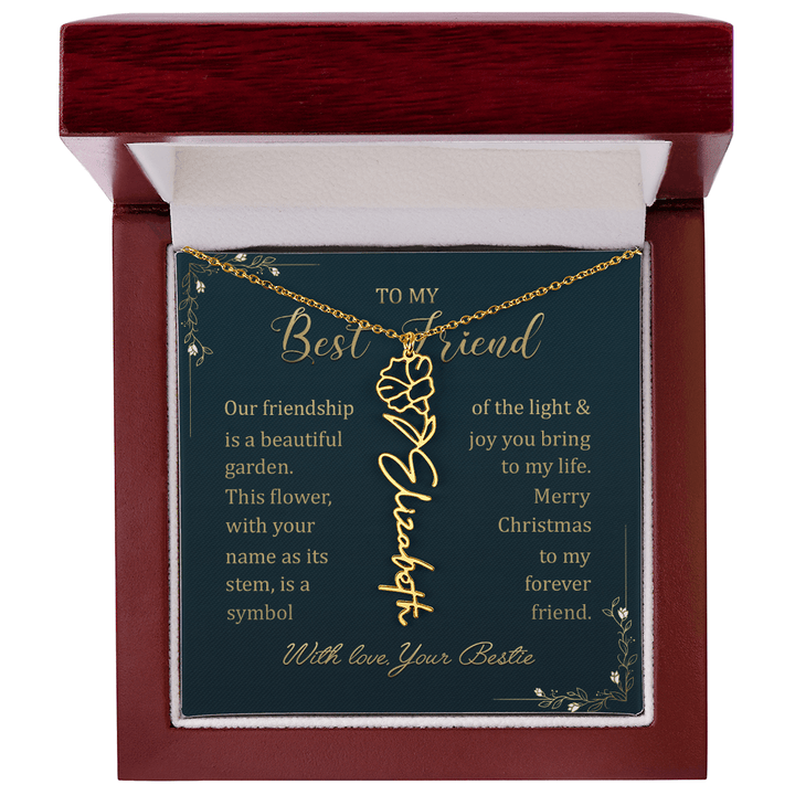 To My Best Friend - Personalized Birth Flower Name Necklace - The Love Sparkle