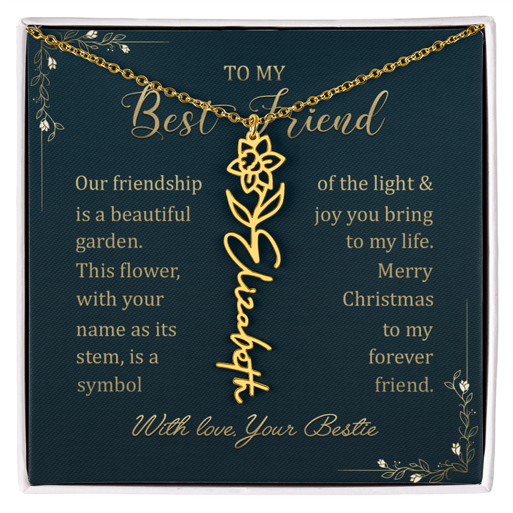 To My Best Friend - Personalized Birth Flower Name Necklace - The Love Sparkle