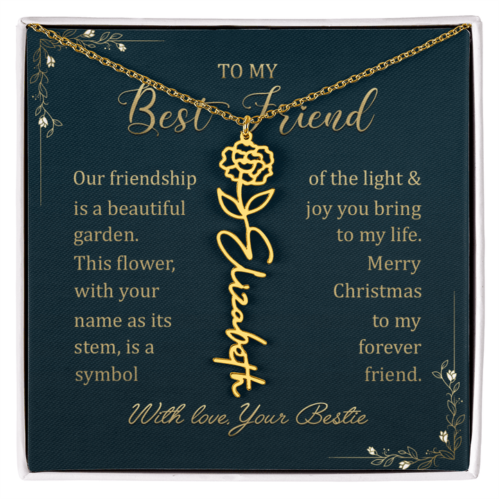 To My Best Friend - Personalized Birth Flower Name Necklace - The Love Sparkle