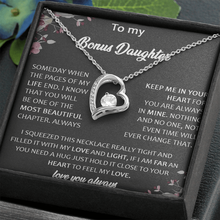 To My Bonus Daughter - Forever Love Necklace - A Gift for the Daughter of My Heart - The Love Sparkle