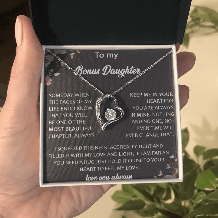 To My Bonus Daughter - Forever Love Necklace - A Gift for the Daughter of My Heart - The Love Sparkle