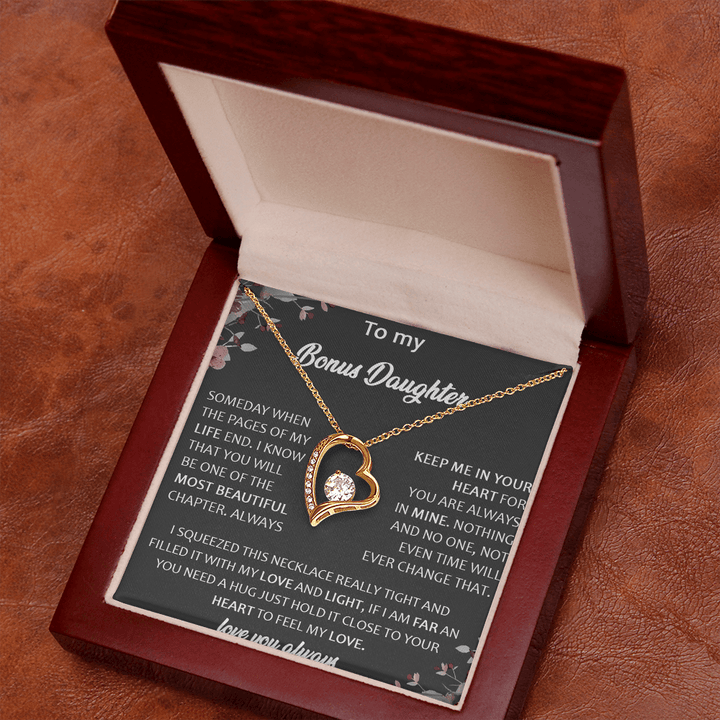 To My Bonus Daughter - Forever Love Necklace - A Gift for the Daughter of My Heart - The Love Sparkle