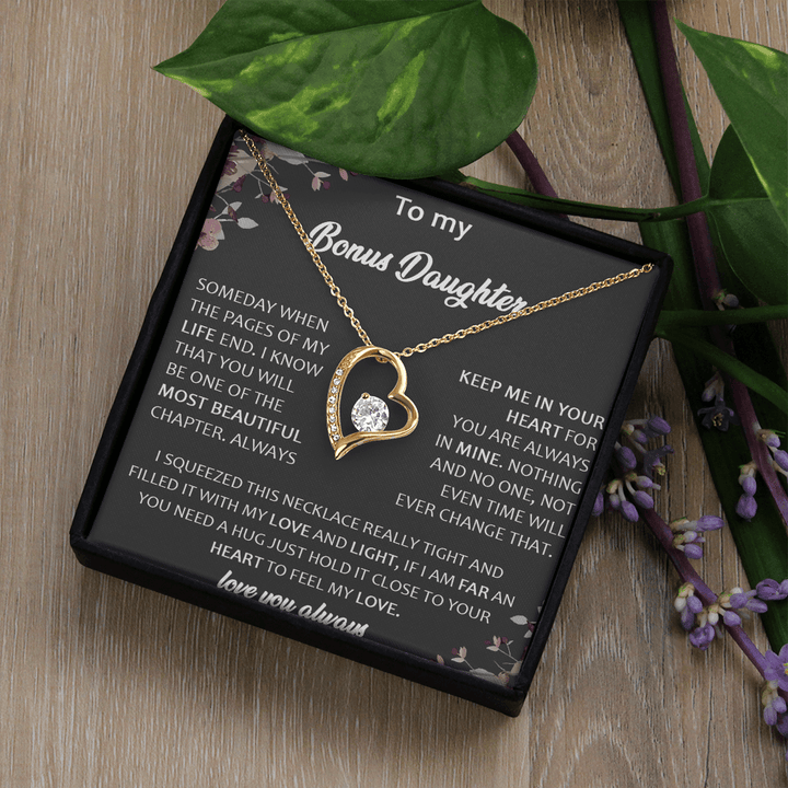 To My Bonus Daughter - Forever Love Necklace - A Gift for the Daughter of My Heart - The Love Sparkle