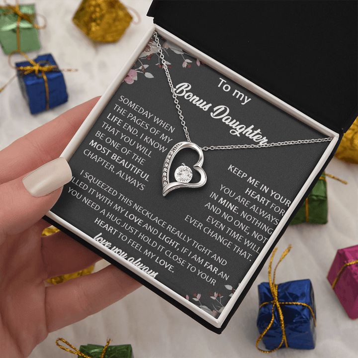 To My Bonus Daughter - Forever Love Necklace - A Gift for the Daughter of My Heart - The Love Sparkle