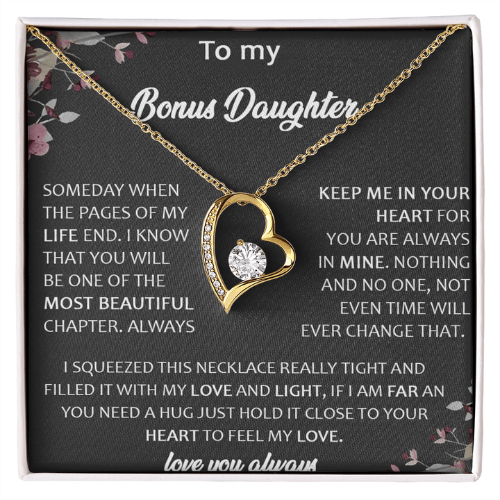 To My Bonus Daughter - Forever Love Necklace - A Gift for the Daughter of My Heart - The Love Sparkle
