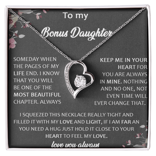 To My Bonus Daughter - Forever Love Necklace - A Gift for the Daughter of My Heart - The Love Sparkle