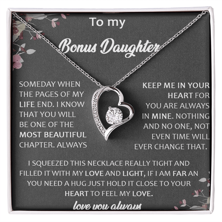 To My Bonus Daughter - Forever Love Necklace - A Gift for the Daughter of My Heart - The Love Sparkle