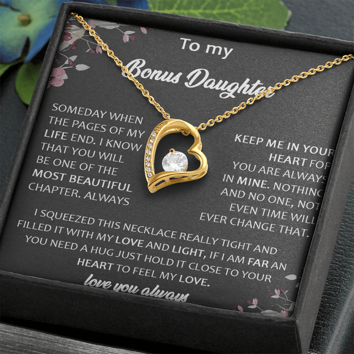 To My Bonus Daughter - Forever Love Necklace - A Gift for the Daughter of My Heart - The Love Sparkle